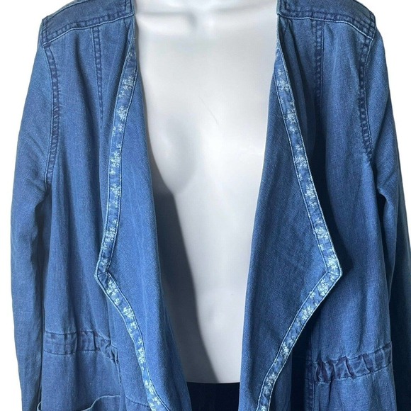 Anthropologie Hei Hei Open Jacket S/M High Plains Chambray Linen Blend Oversized - Picture 4 of 10